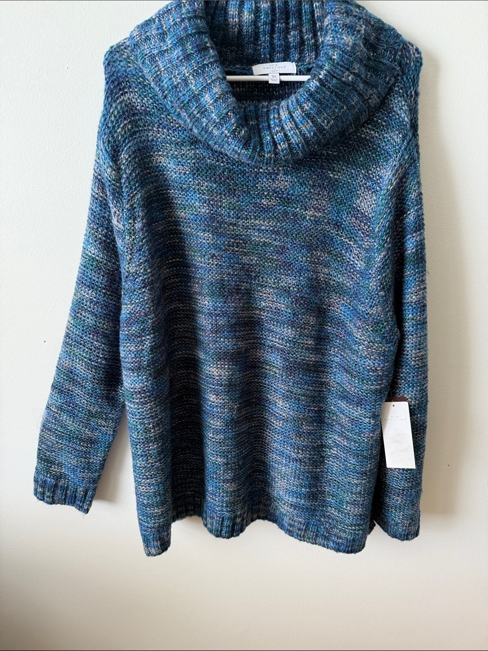 new directions Blue Marled Cowl Neck Sweater size 3x